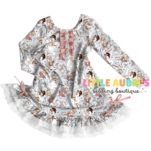 SNOWMAN Lace Pajama Dress (*SHIPS LATE NOV)