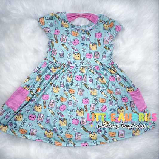 CLASSROOM CUTIE Bow Back Pocket Dress