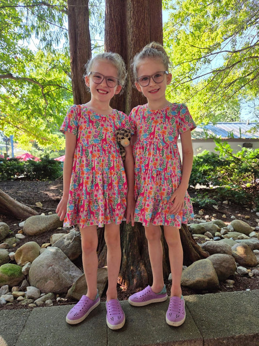 NEON SAFARI Cross Back Tiered Dress