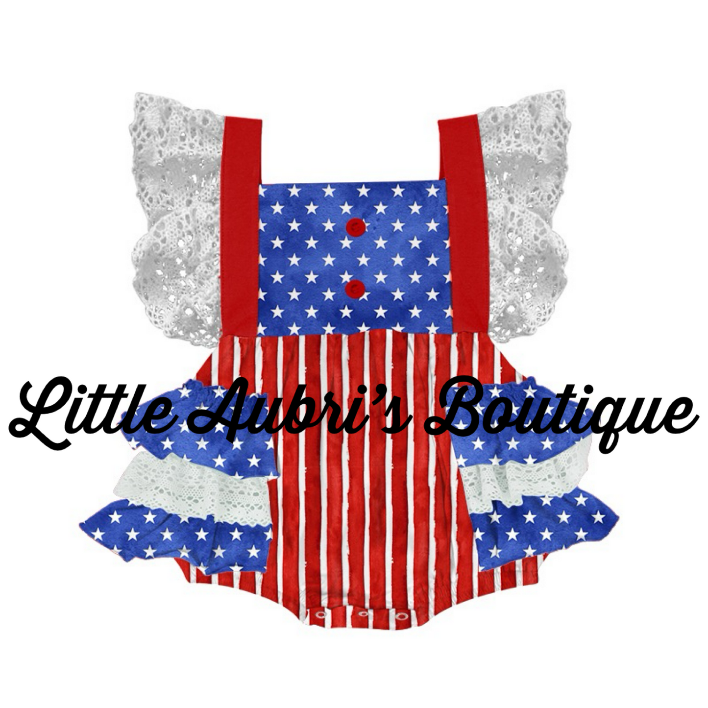 All American Lace Ruffle Bum Romper