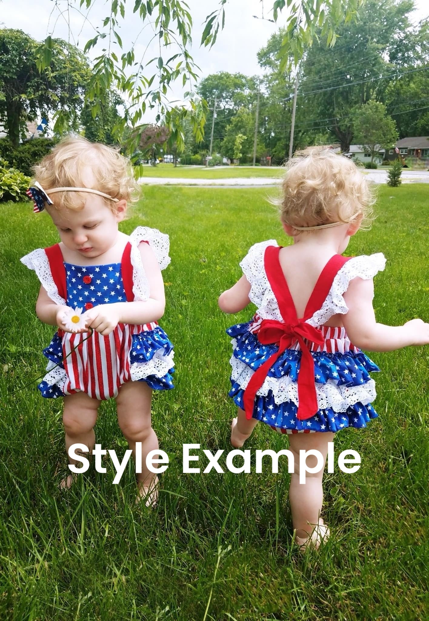 All American Lace Ruffle Bum Romper