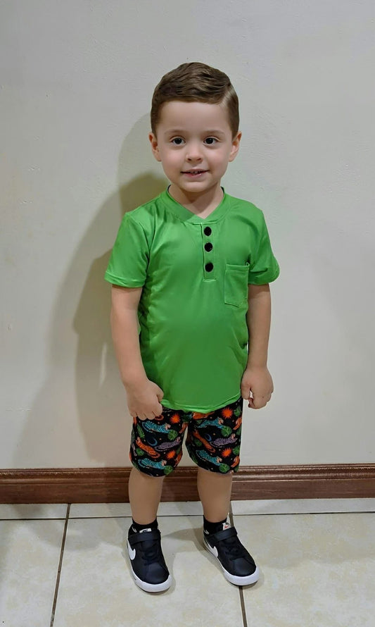 NEON JUNGLE Henley Short Set