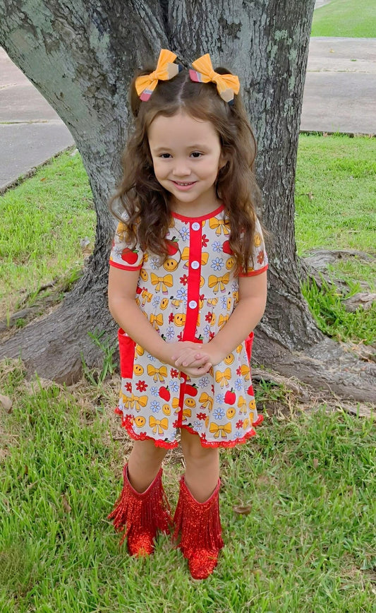 TEACHER’S PET APPLE Button Down Pocket Dress