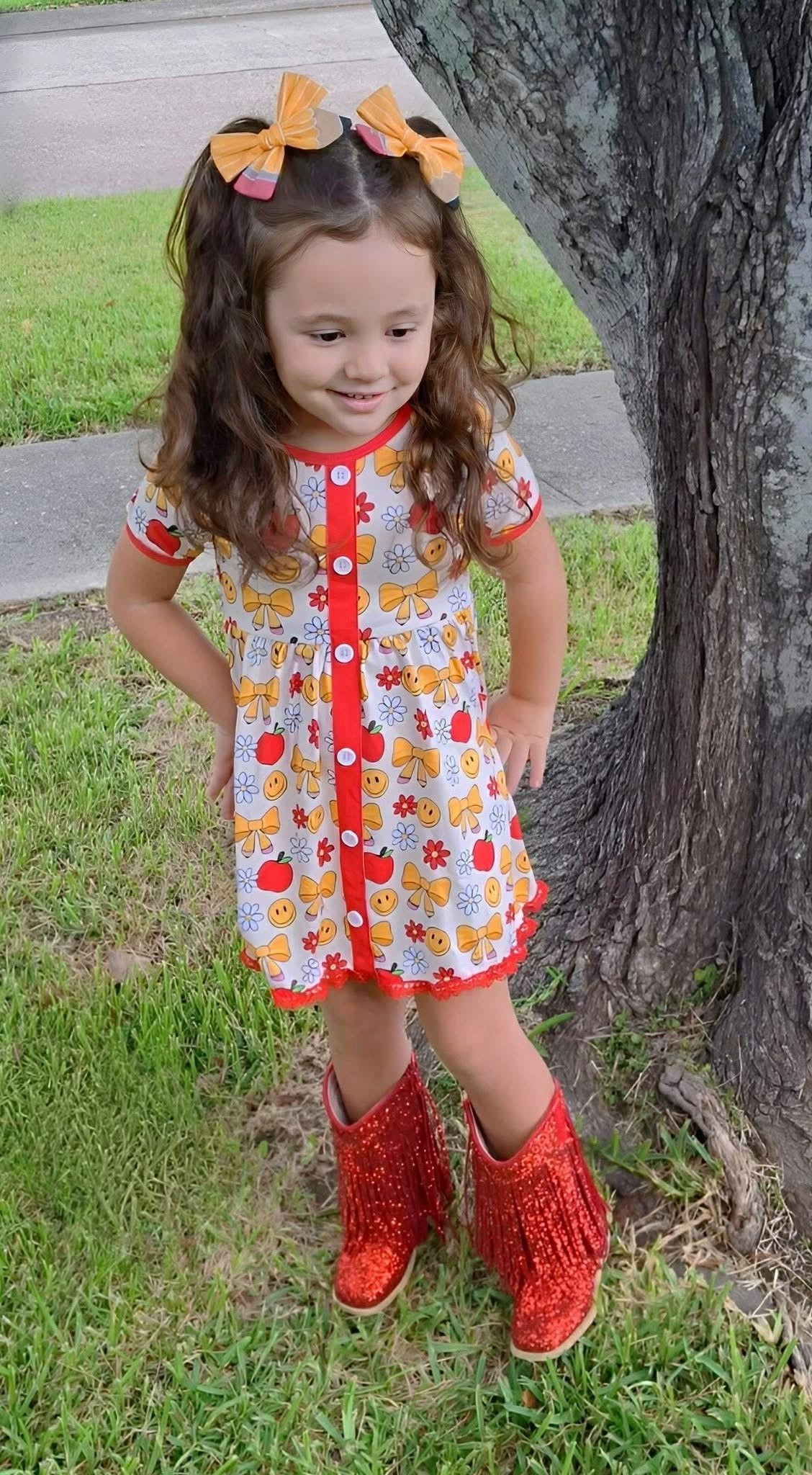TEACHER’S PET APPLE Button Down Pocket Dress