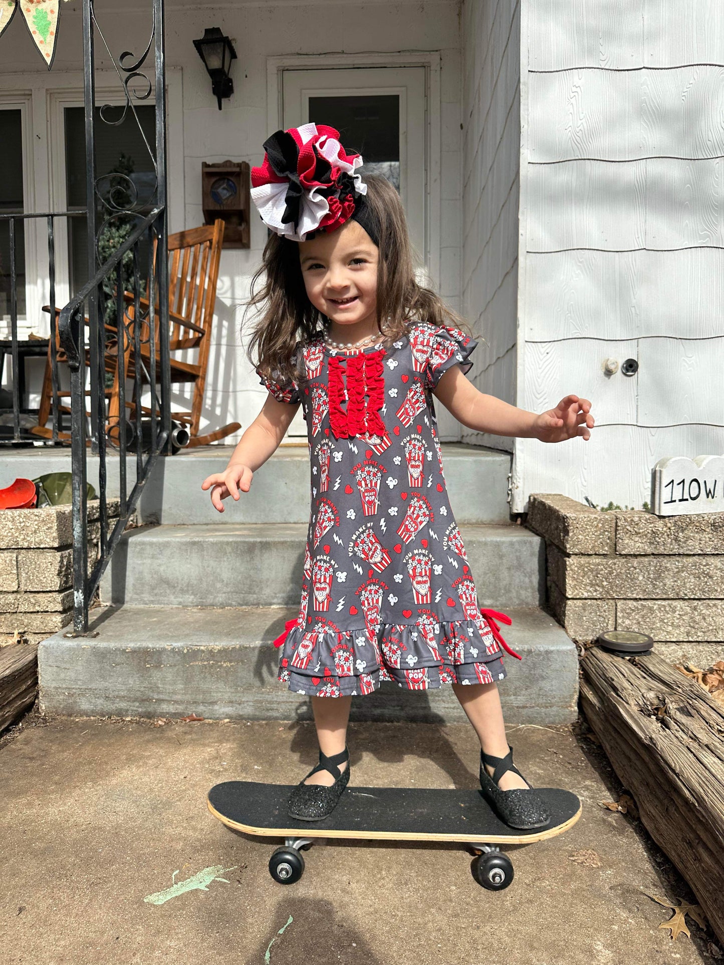 Red You Make My Heart Pop Ruffle Pajama Dress