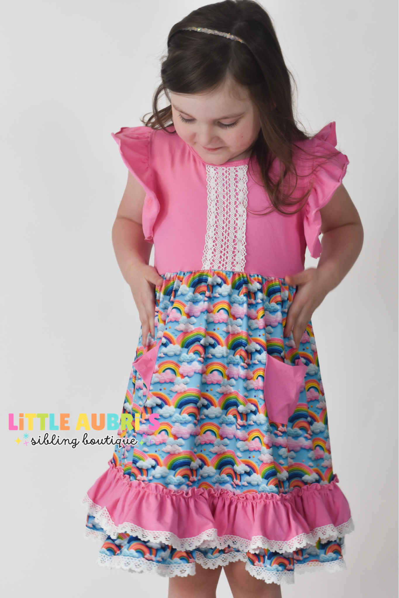 3D Rainbow Lace Pocket Dress