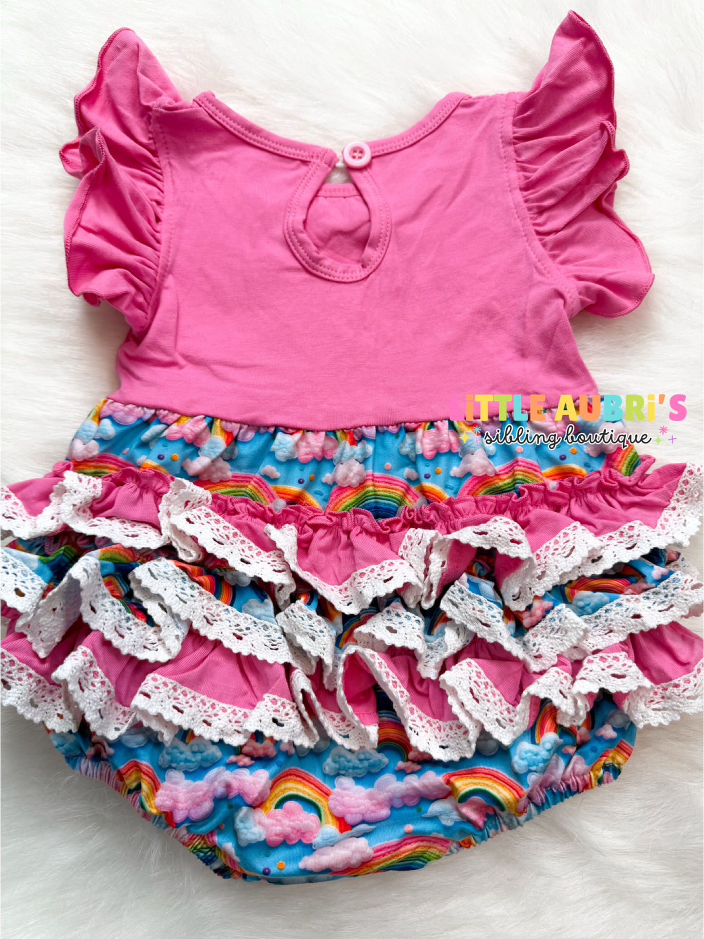 3D Rainbow Lace Ruffle Bum Romper