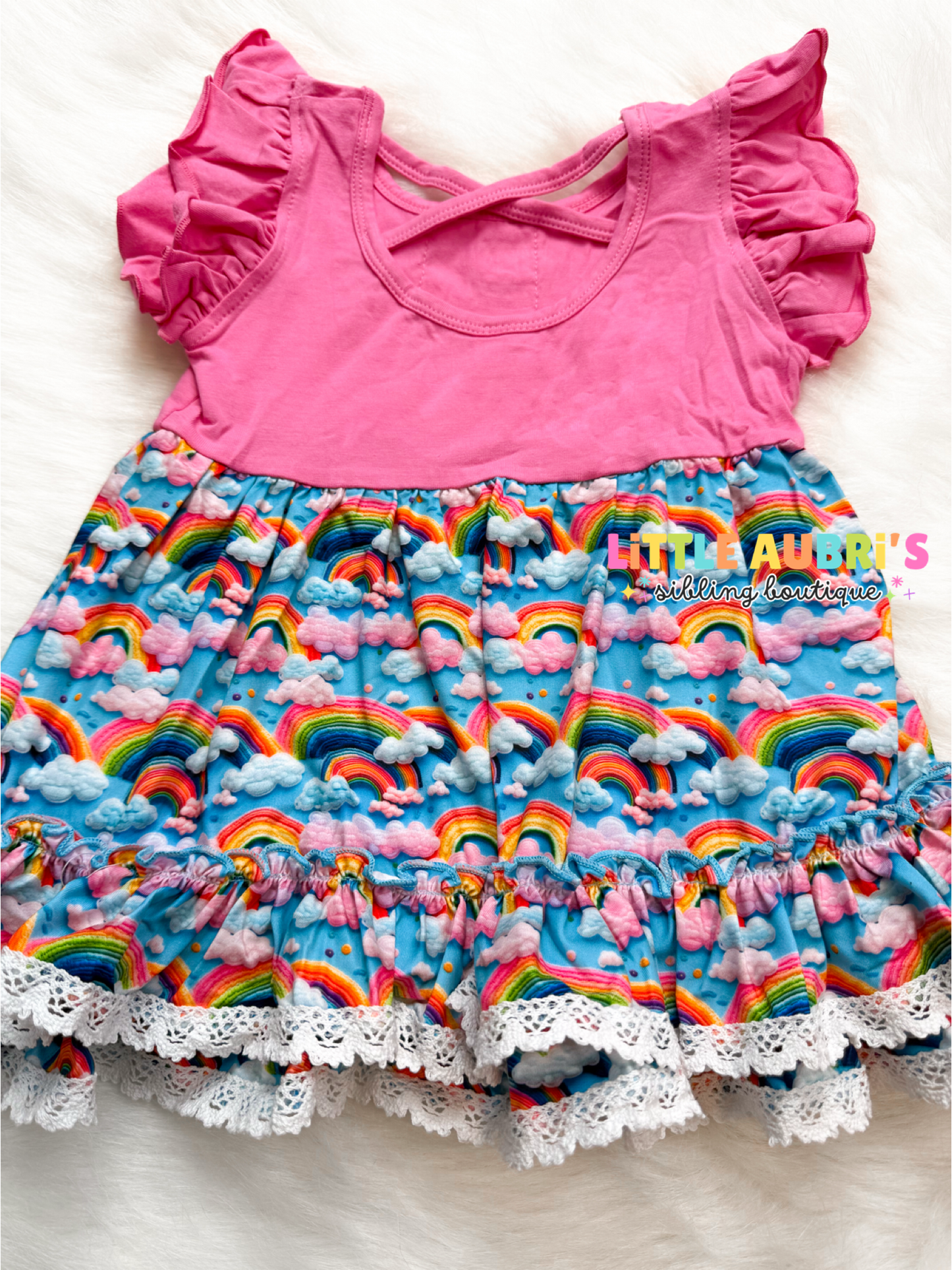 3D Rainbow LaceTunic and Ruffle Short Set