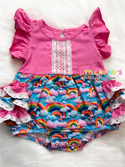 3D Rainbow Lace Ruffle Bum Romper