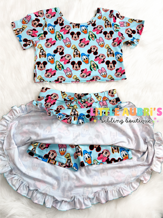 NEON SENSATIONAL SIX Crop Skort Set