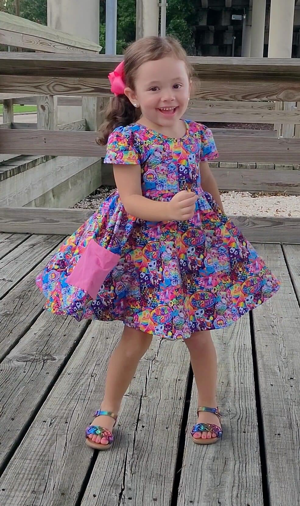 Neon 90s Bow Back Pocket Dress