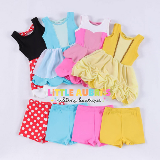 PRINCESS Yoga Dress Bow Back + Detached Shorts Set 4 Options (*SHIPS MID NOV)