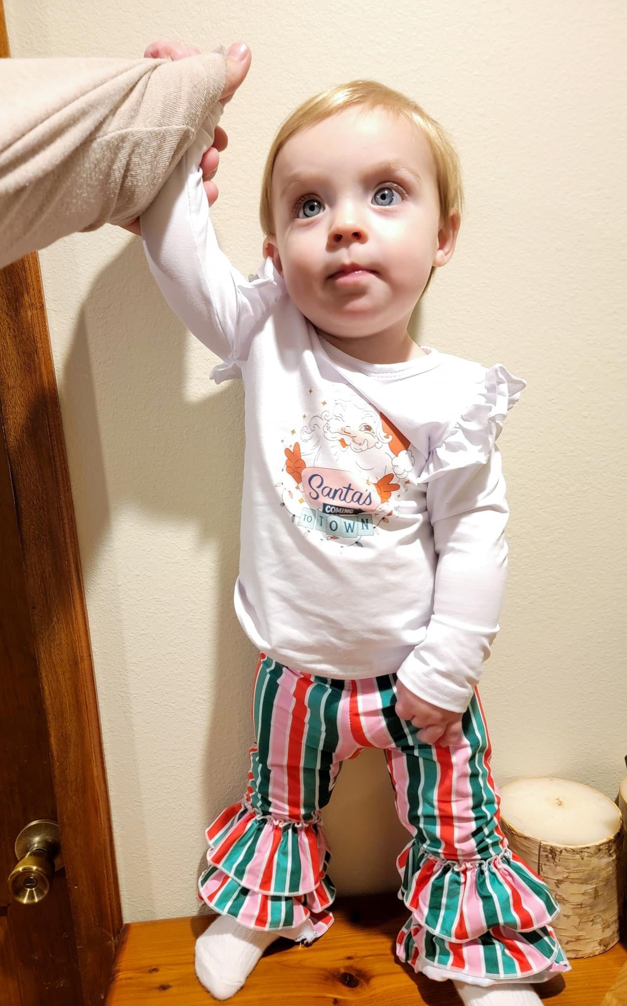 PREORDER Retro Holiday Stripe Ruffle Leggings CLOSES 7/28