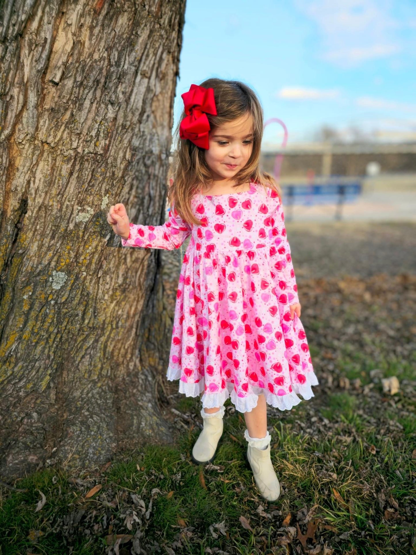 I’m a Sucker for You Lace Tie Back Long Sleeve Dress