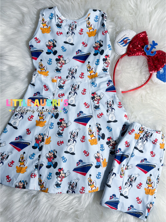 MOUSE CRUISE Athletic Dress + Detached Shorts Set (*SHIPS LATE NOV)