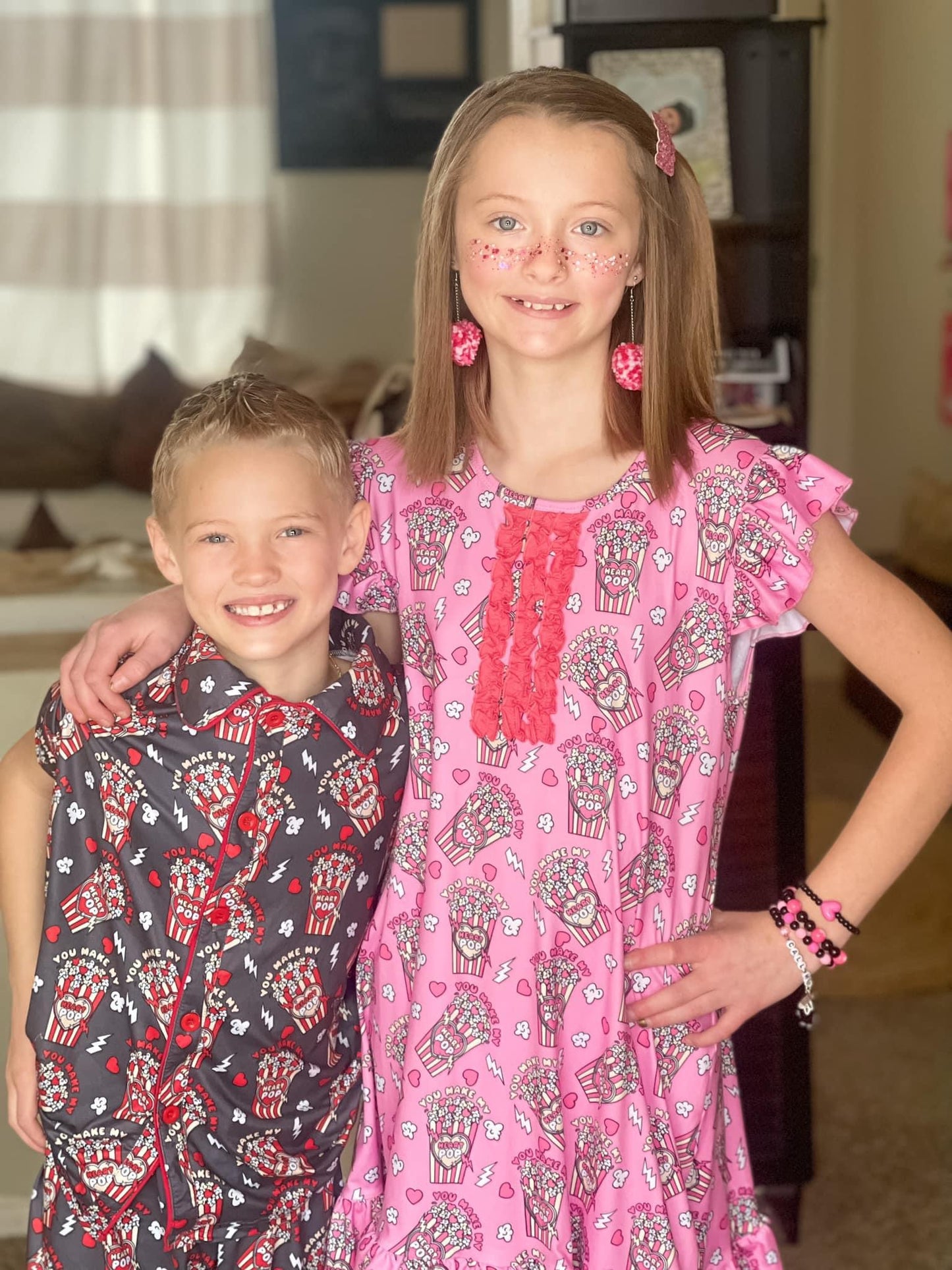 Red You Make My Heart Pop Pajama Short Set