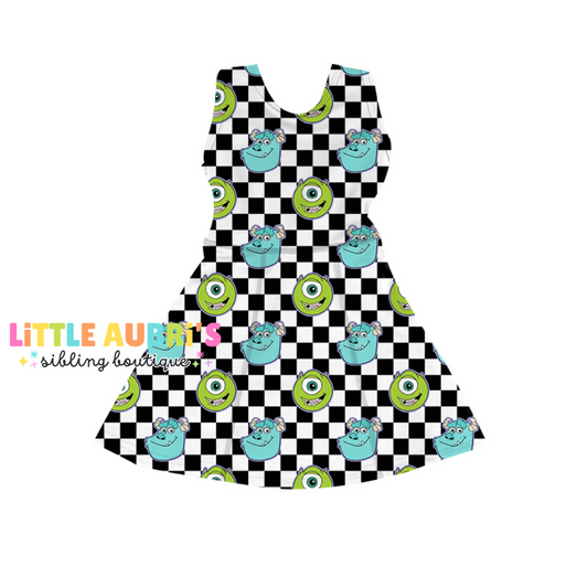 CHECKER MONSTER Athletic Dress + Detached Shorts Set (*SHIPS EARLY DEC)