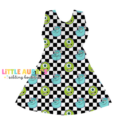 Adult CHECKER MONSTER Athletic Dress + Detached Shorts Set (*SHIPS EARLY DEC)