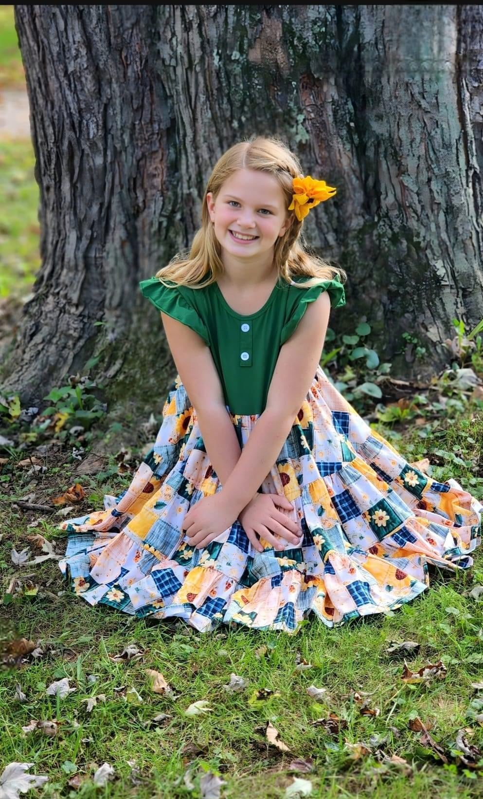 Sunflower Patchwork Triple Tiered Dress