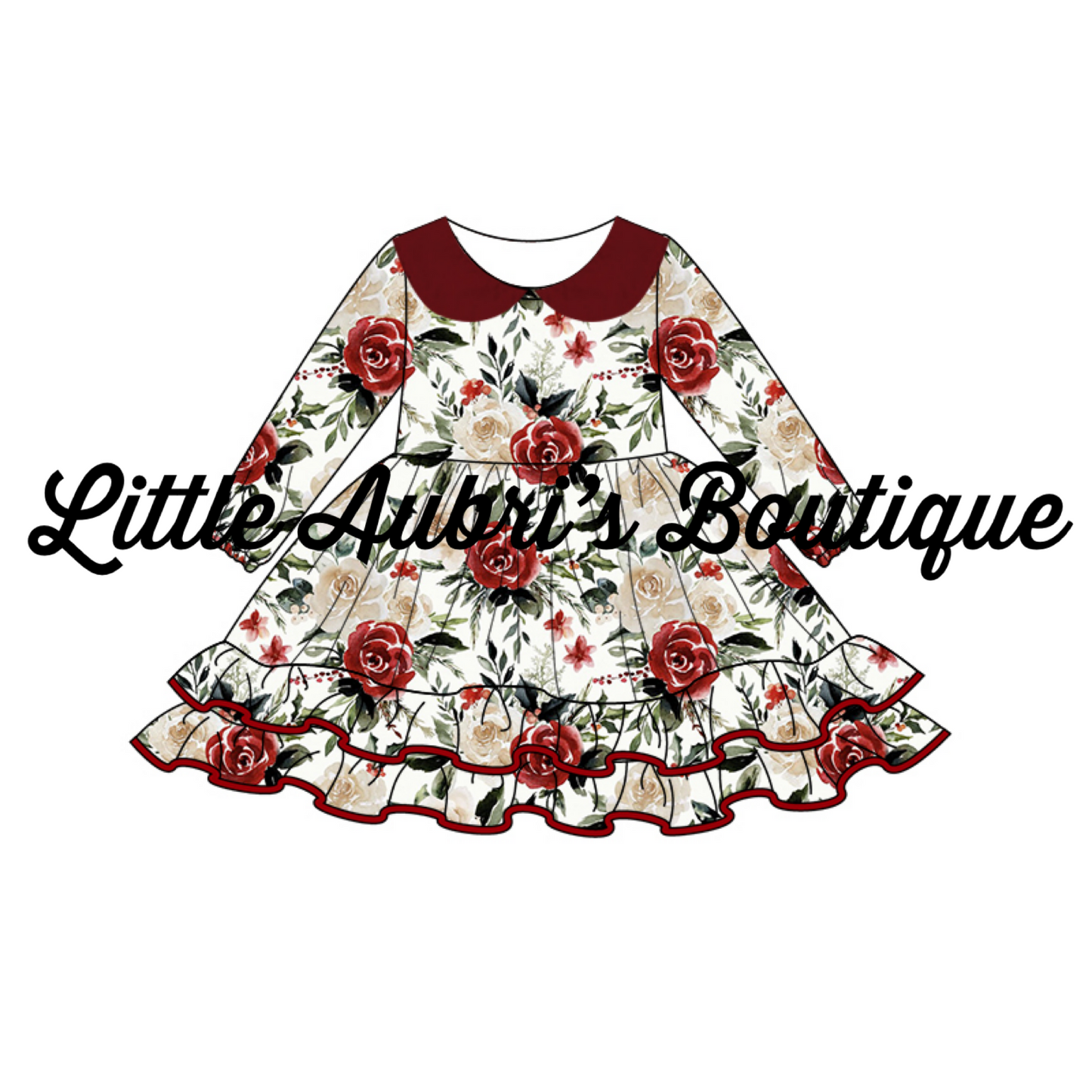 PREORDER Winter Floral Ruffle Tie Dress CLOSES 7/14