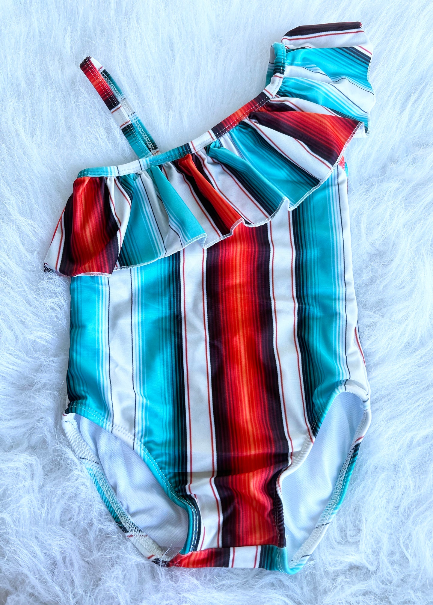 Blue Serape One Shoulder One Piece Swimsuit