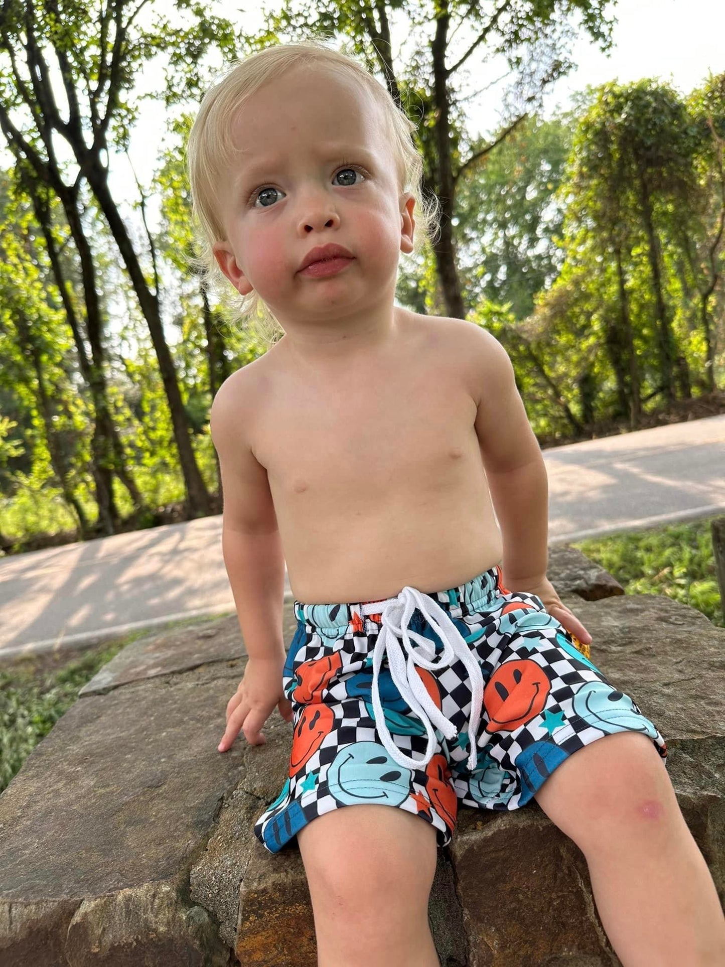 Retro Smiley Board Shorts