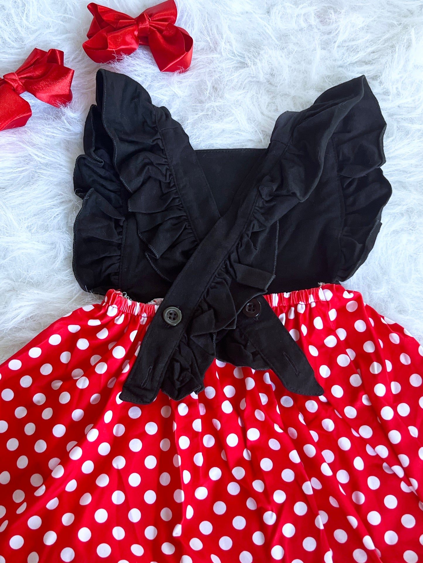 Red Mouse Polka Dot Pinafore Dress