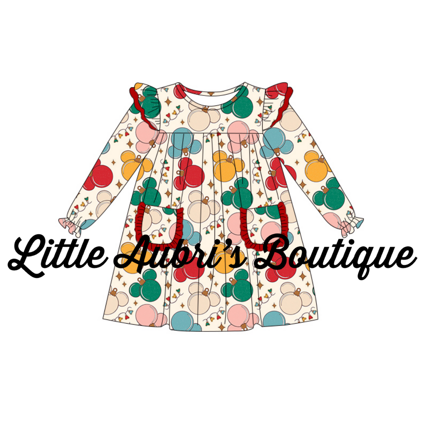 Mouse Ornaments Ruffle Pocket Dress