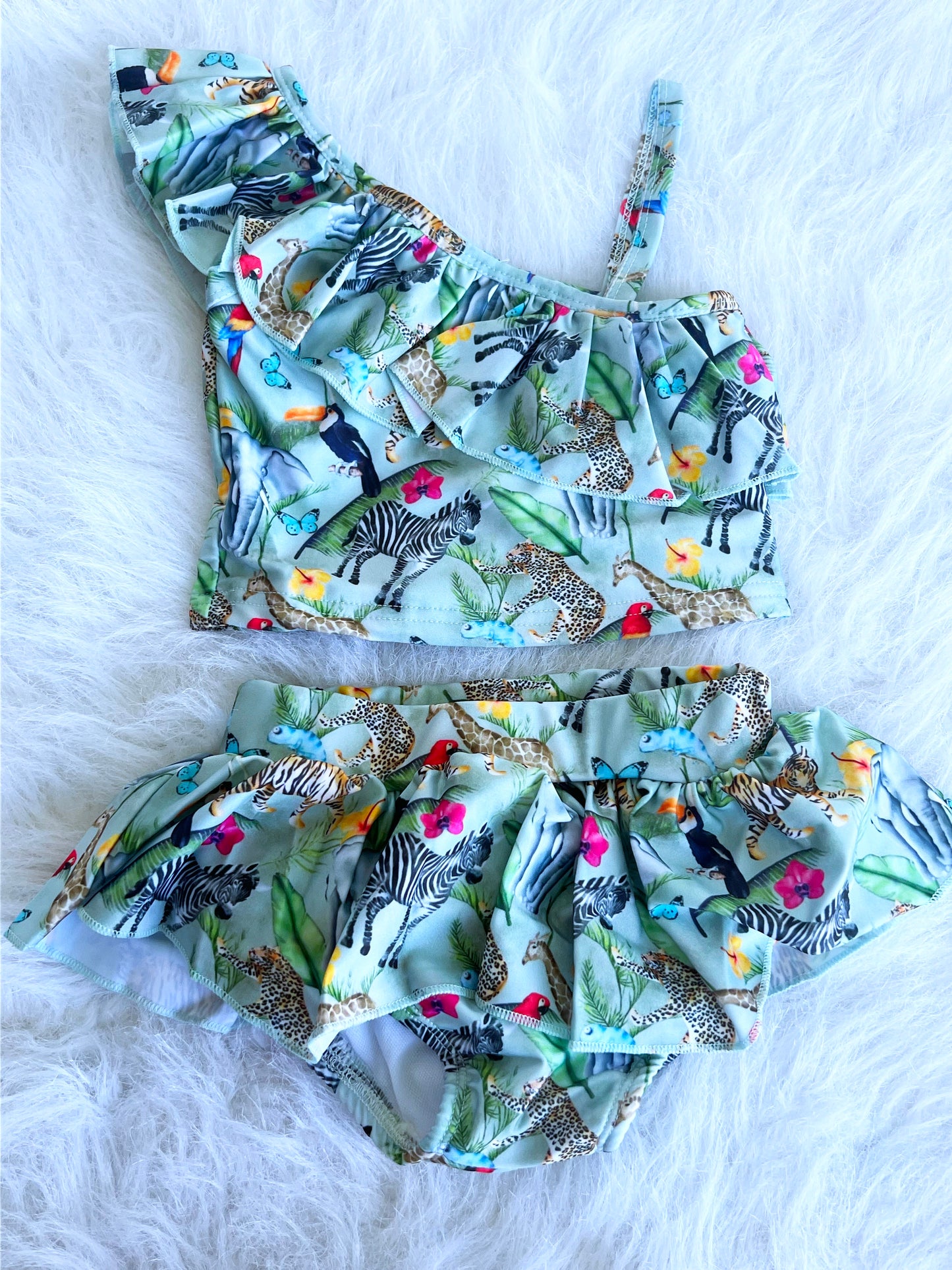 Jungle One Shoulder 2 Piece Swimsuit Set
