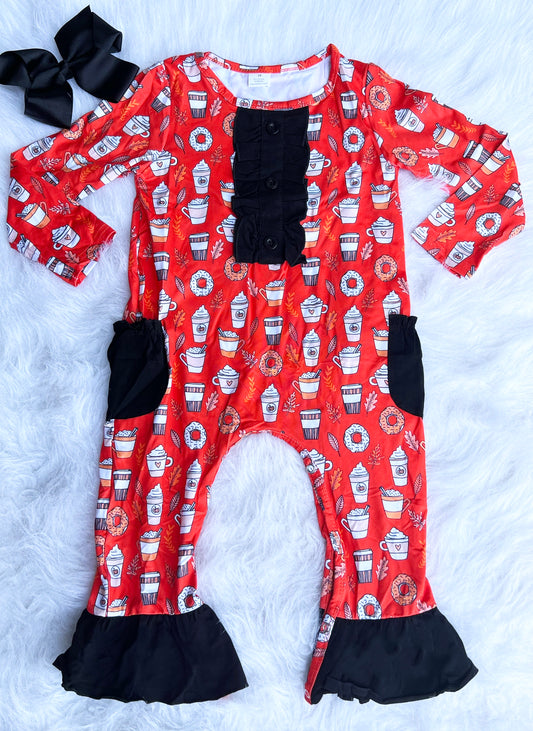 Pumpkin Spice Ruffle Romper