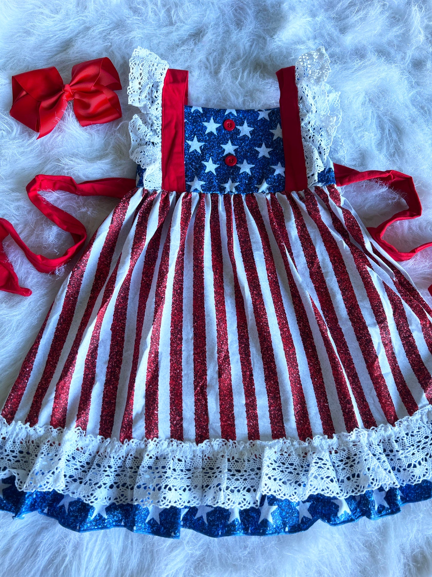 Glitter American Flag Lace Dress