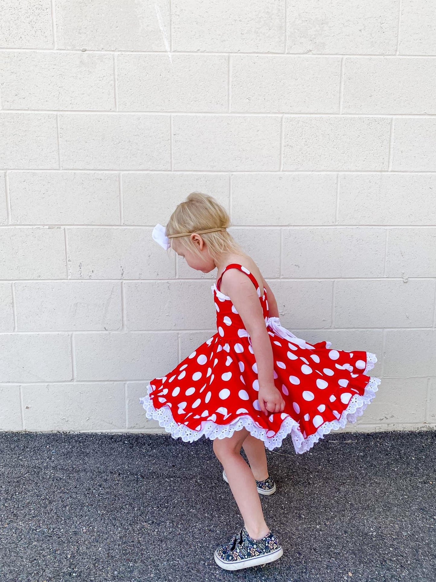Red Polka Dot Mouse Ruffle Dress