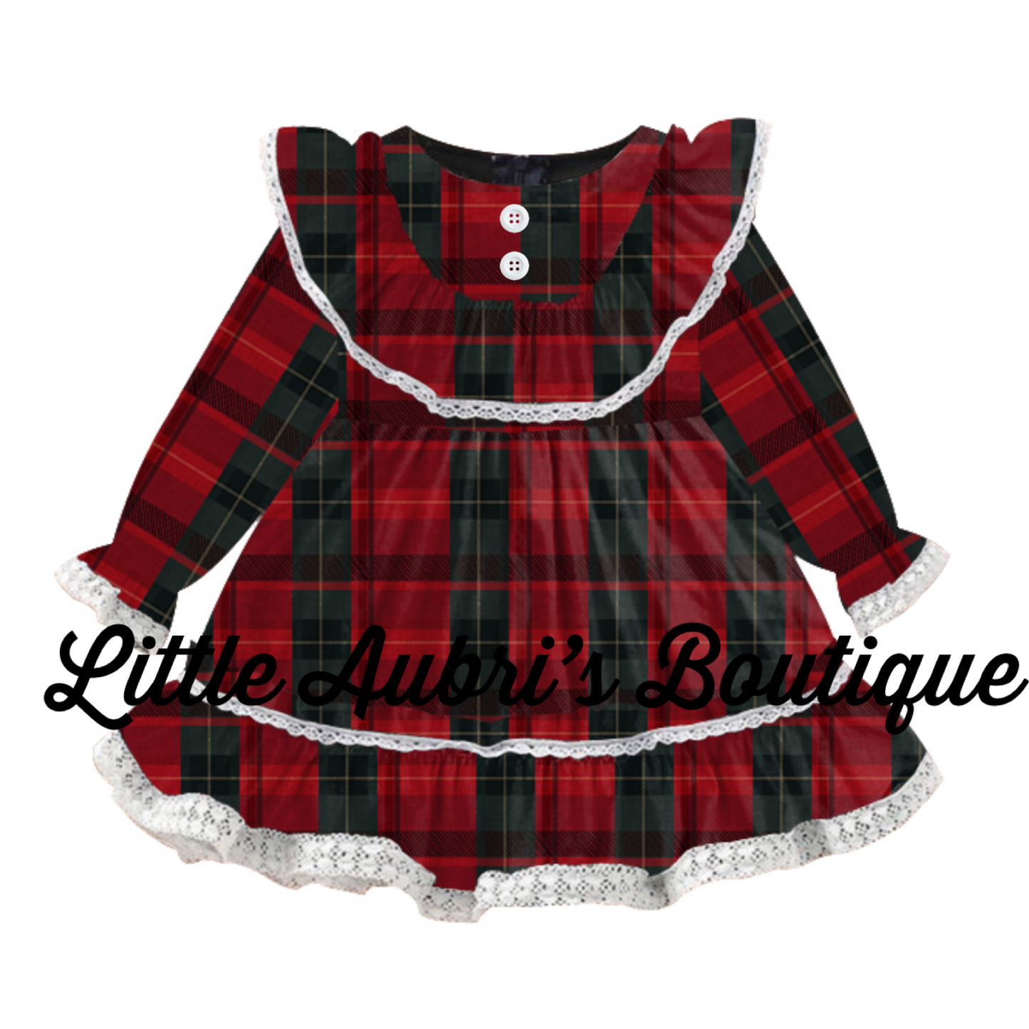Tartan Plaid Ruffle Lace Dress
