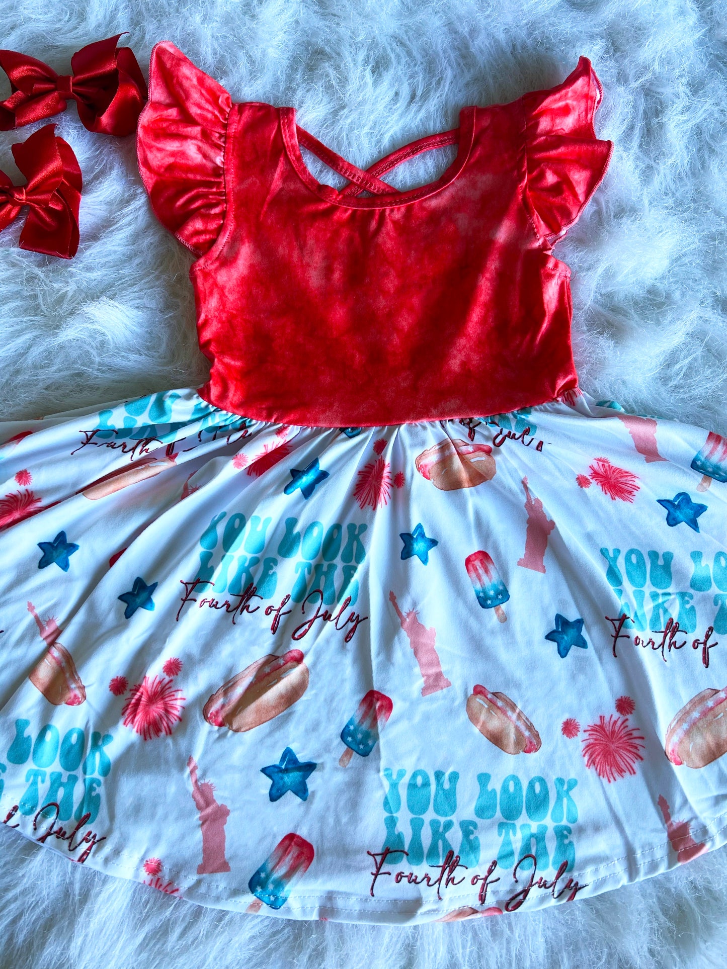 4th of July Hotdog Cross Back Dress
