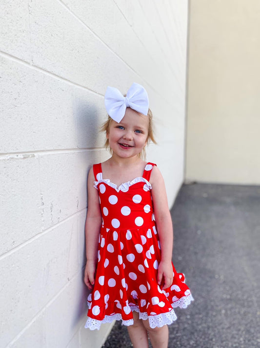 Red Polka Dot Mouse Ruffle Dress
