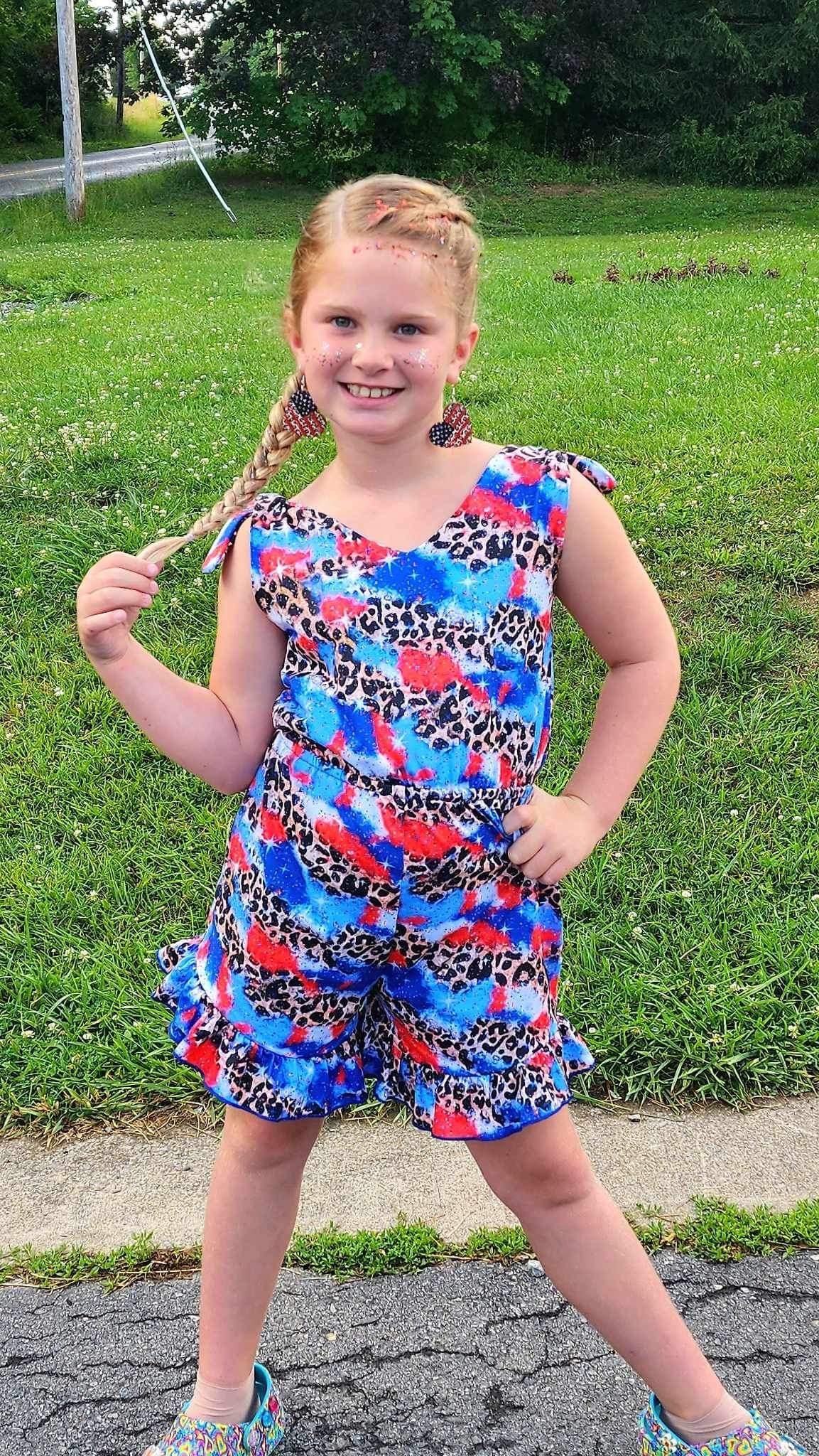 American Leopard Tie Romper