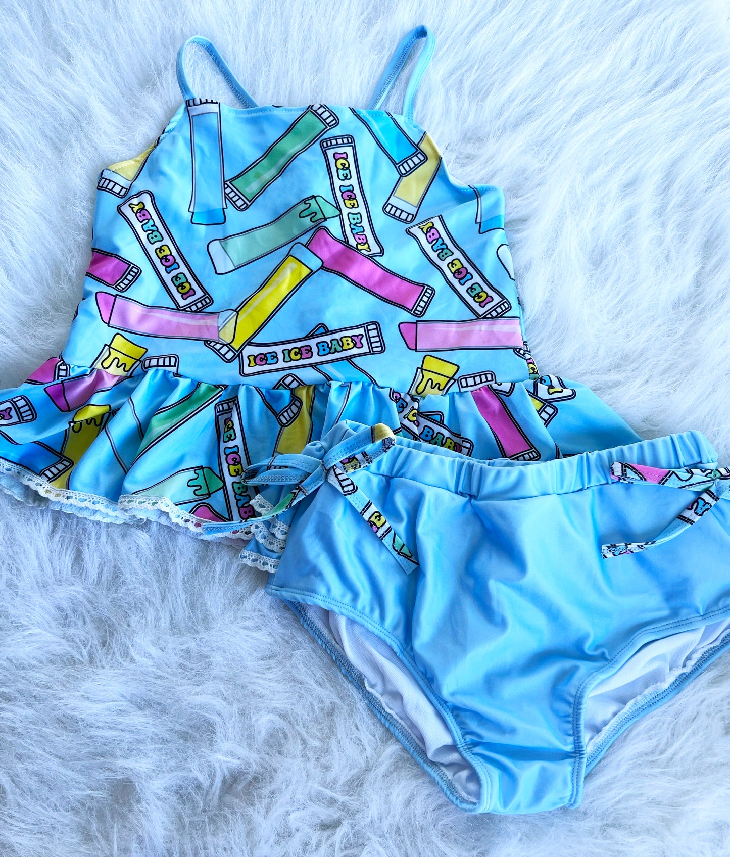 Ice Ice Baby Lace 2 Piece Tankini Swimsuit Set