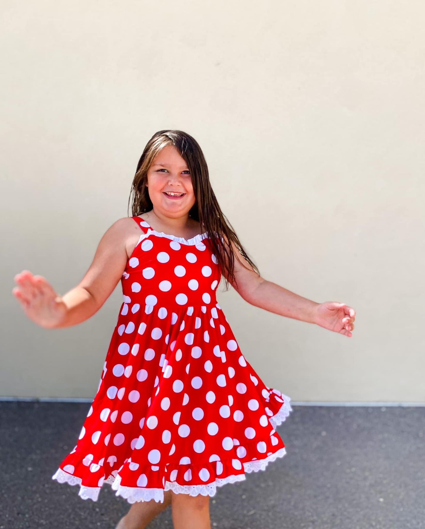 Red Polka Dot Mouse Ruffle Dress