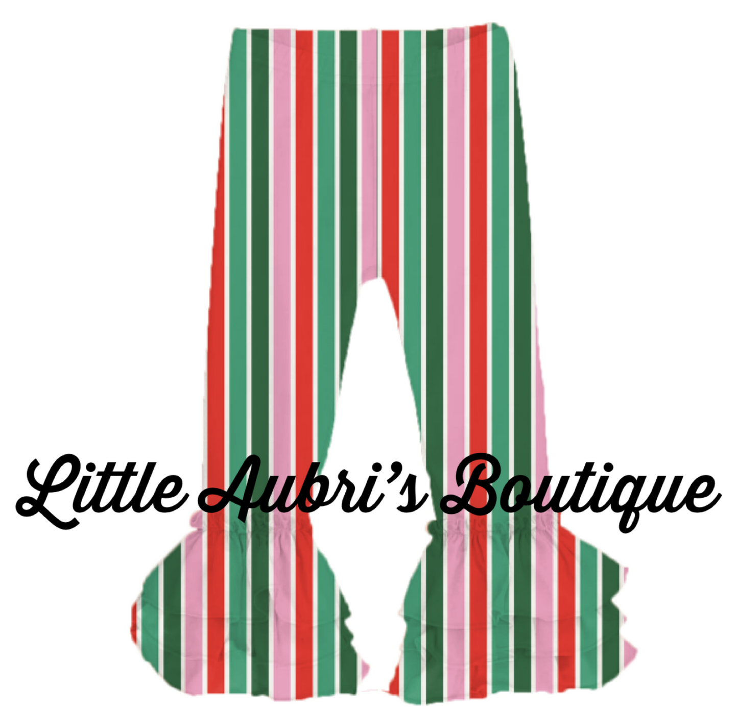PREORDER Retro Holiday Stripe Ruffle Leggings CLOSES 7/28