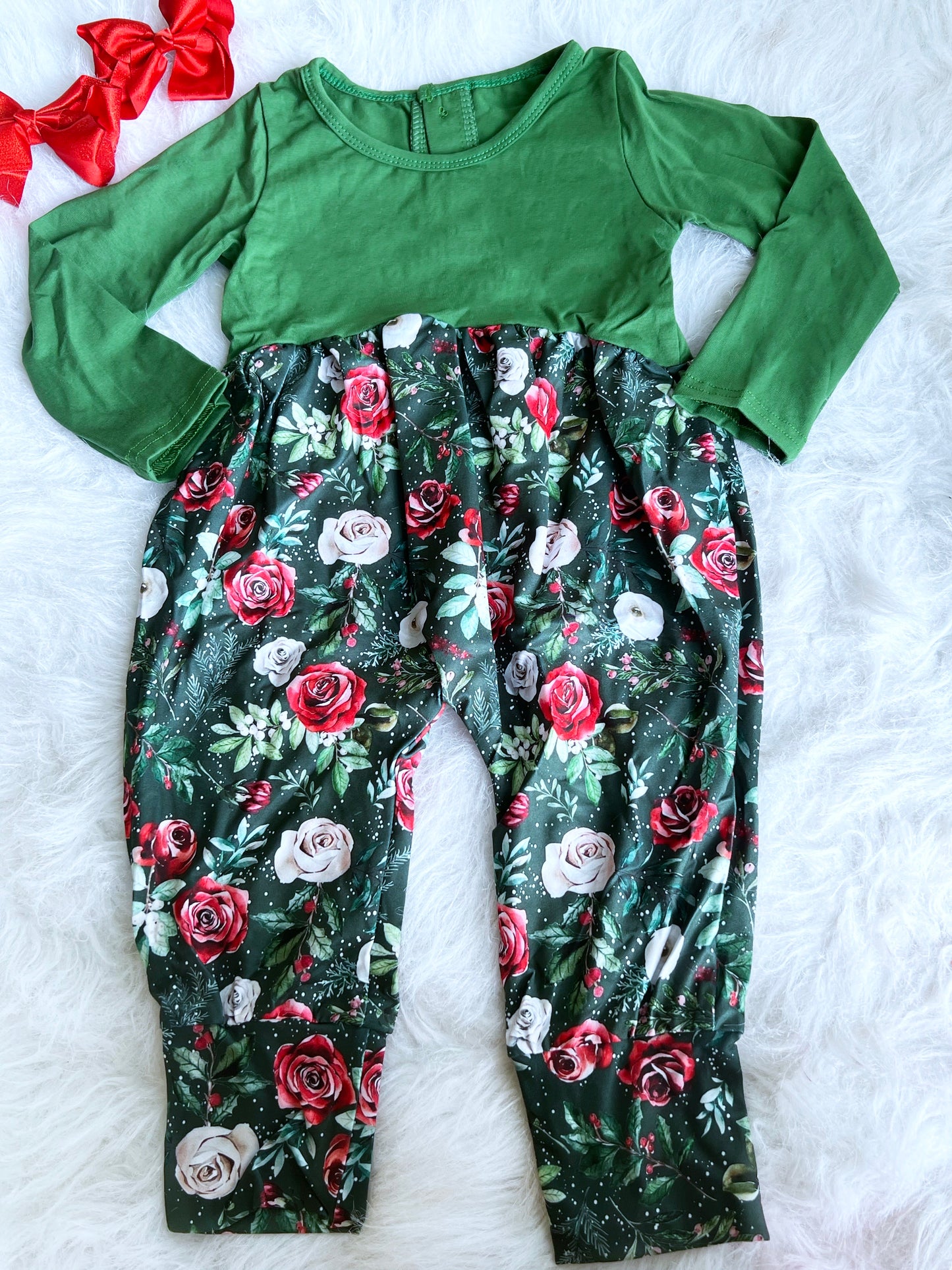 Snowy Floral Harem Romper