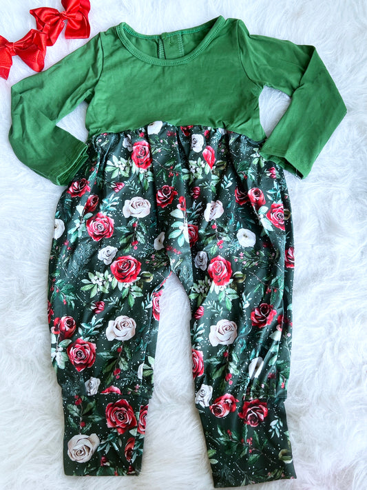 Snowy Floral Harem Romper