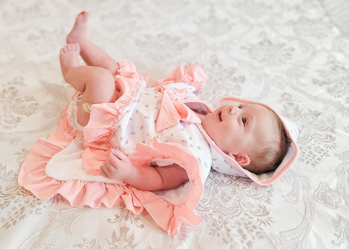 Pink Floral Ruffle Swimsuit Cover Up
