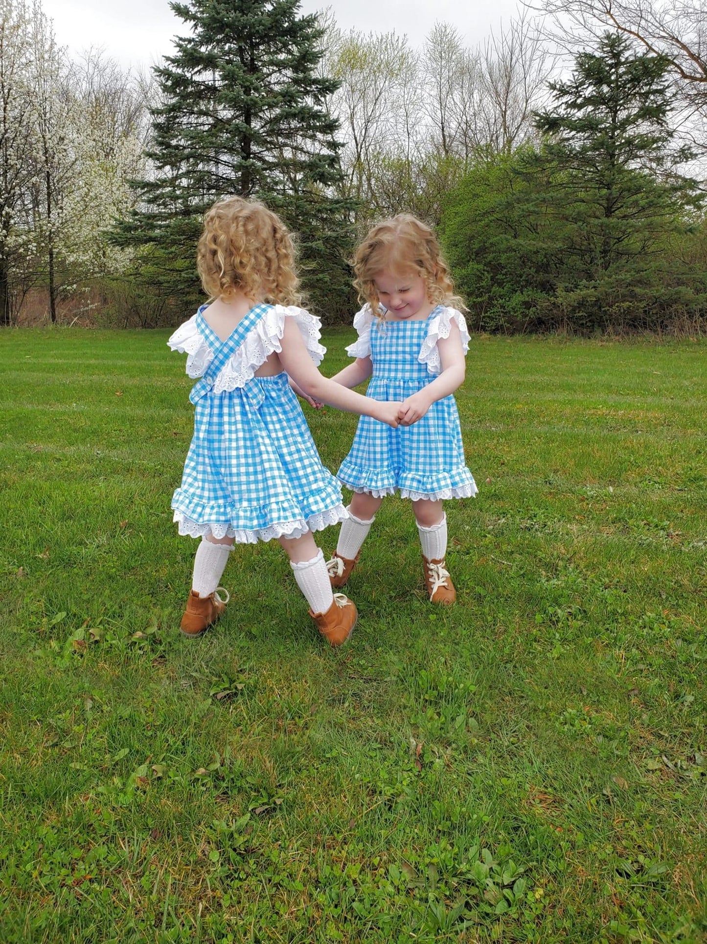 Blue Gingham Lace Dress
