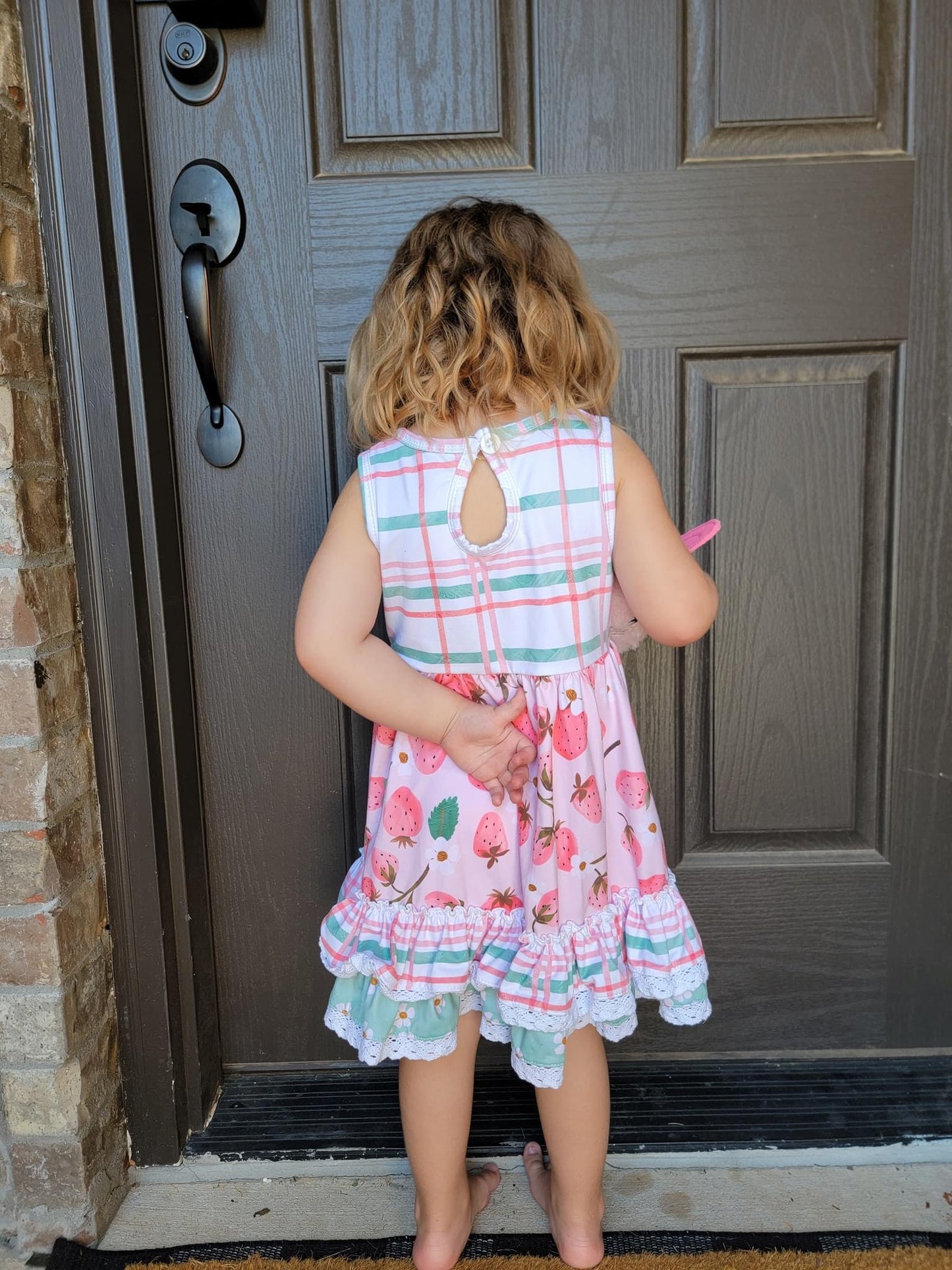 Strawberry Pickin’ Lace Ruffle Dress