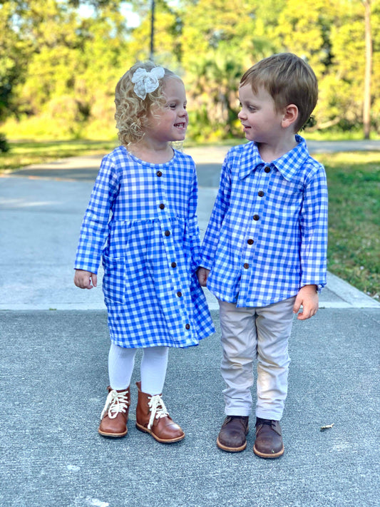 Cornflower Blue Winter Buffalo Button Down Shirt