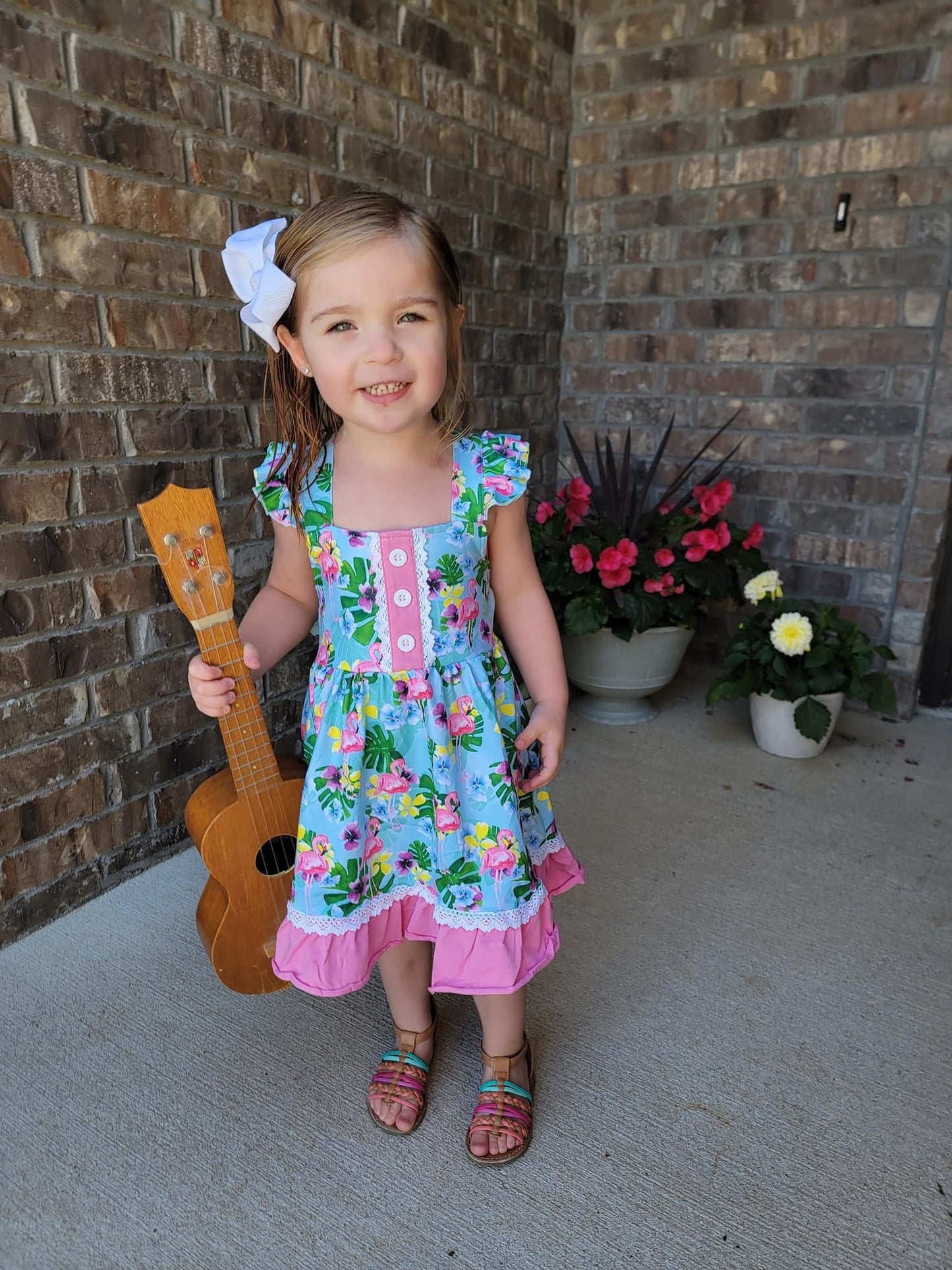 Flamingo Luau Lace Dress