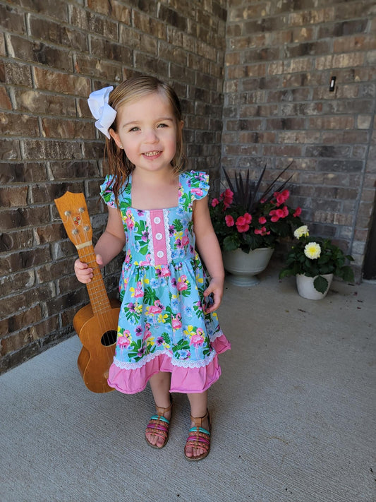 Flamingo Luau Lace Dress