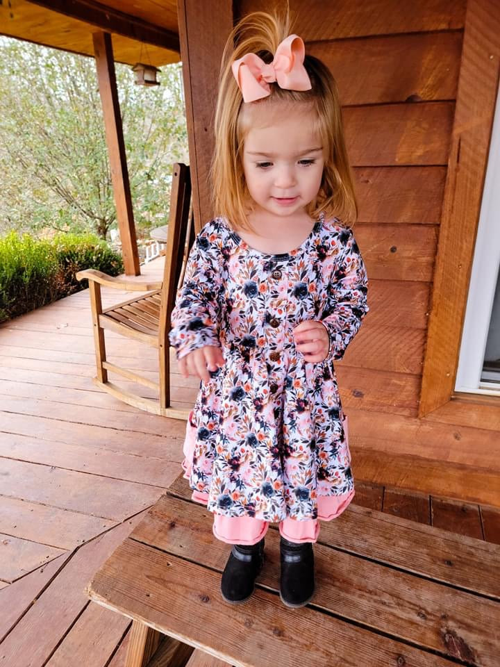 Fall Floral Long Sleeve Button Dress