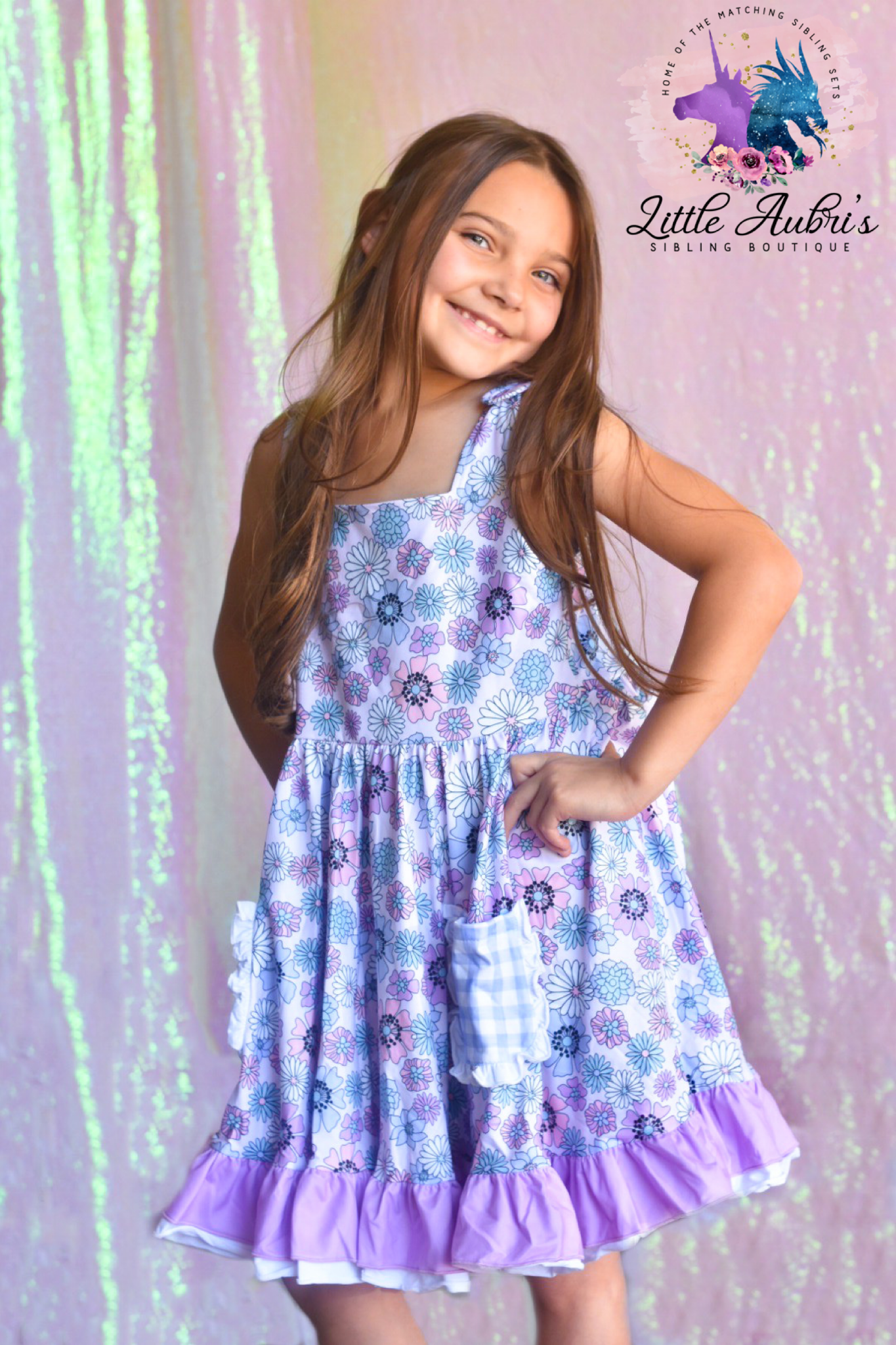 Periwinkle Gardens Lace Pocket Dress