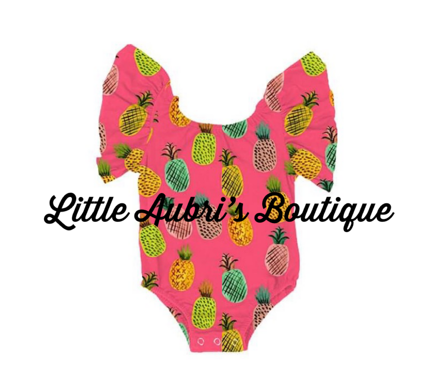 Neon Pineapples Flutter Sleeve Leotard